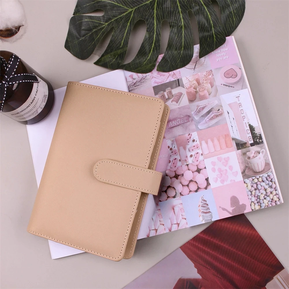 

Creative A6 Binder Zipper Bag Macaron Color Diary Planner Notebook Leather PU Loose-leaf Schedule Book Cash Budget Handbook