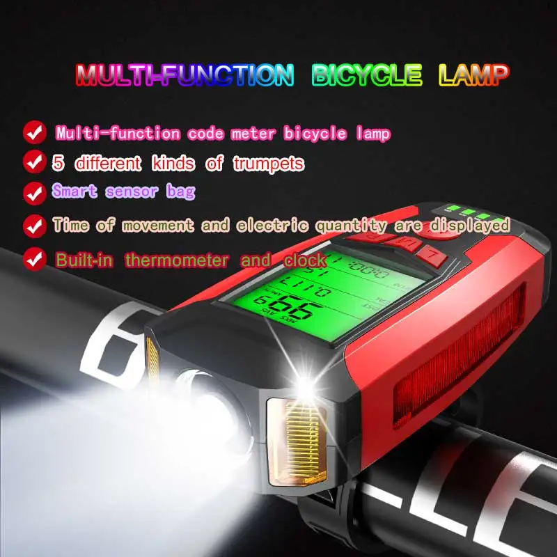 

Bicycle Light Waterproof Rear Tail Light LED USB Rechargeable Mountain Bike Cycling Light Safety Warning Horn Light