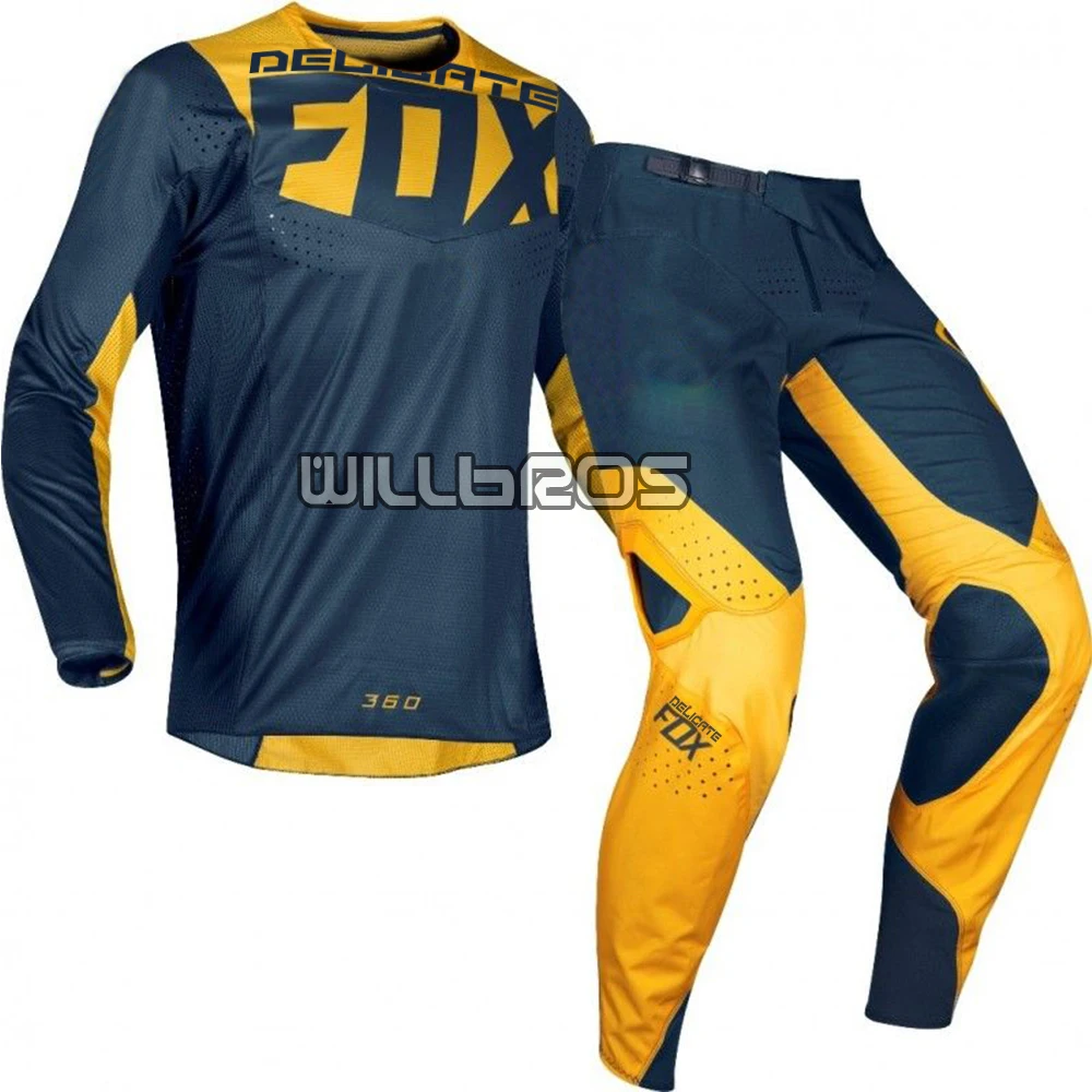 Blue Yellow Delicate Fox автомобильный MTB велосипед внедорожный черный набор мотокросса локомотив костюм - Цвет: Blue Yellow