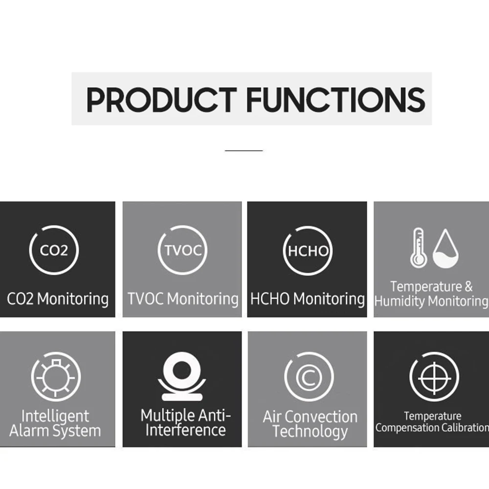 USB Перезаряжаемый тестер качества воздуха мониторинг СО2 метр TVOC HCHO Температура
