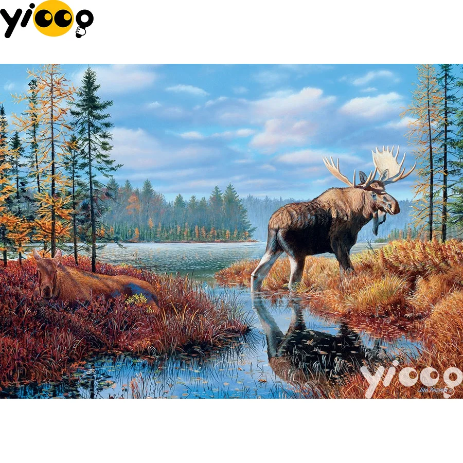 DIY Алмазная вышивка полностью Квадратный бриллиант 5D картина лося работает на