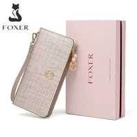 foxer chic female large capacity long wallets womens stylish card holder coin case business lady clutch phone bag money purse
