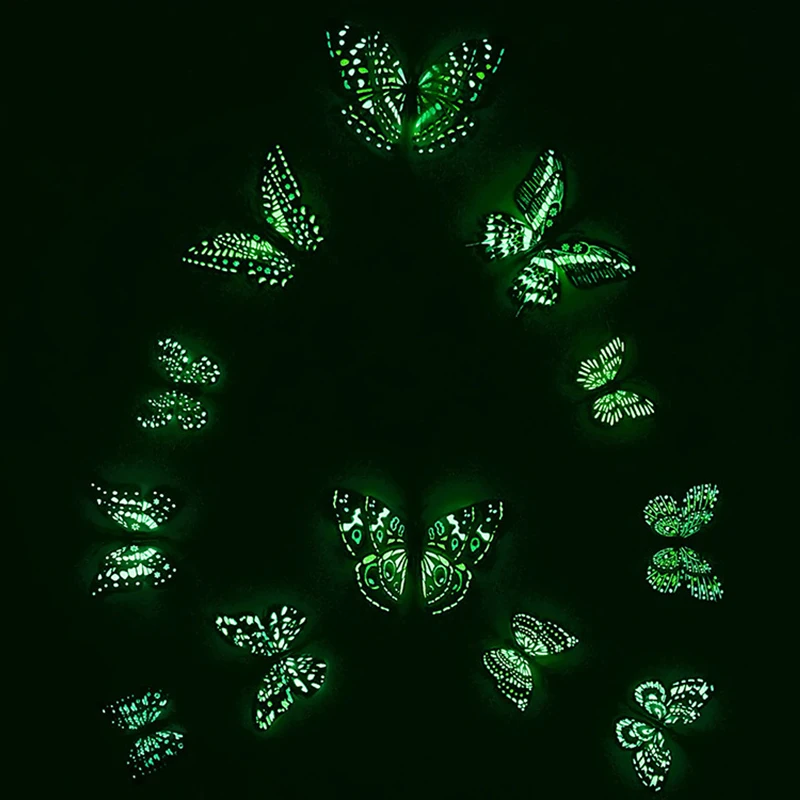 12 шт стикер на стену с бабочками наклейки Новый год украшения дома 3D бабочки ПВХ