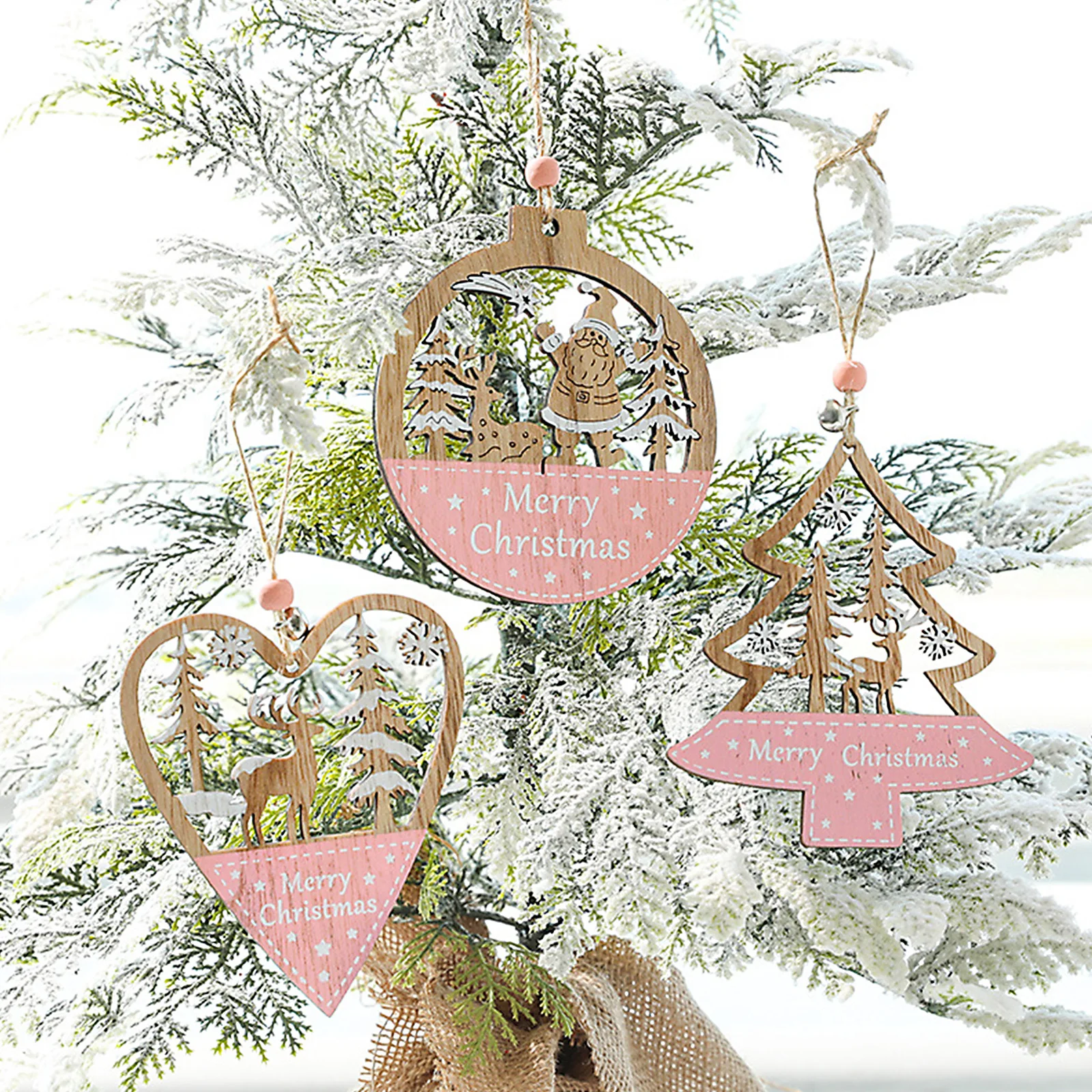 

Christmas Tree Decor Star Ornament Love Pendant Home Décor Hanging Party Decoration Gift Reindeer Festival Supplies Deer Wooden