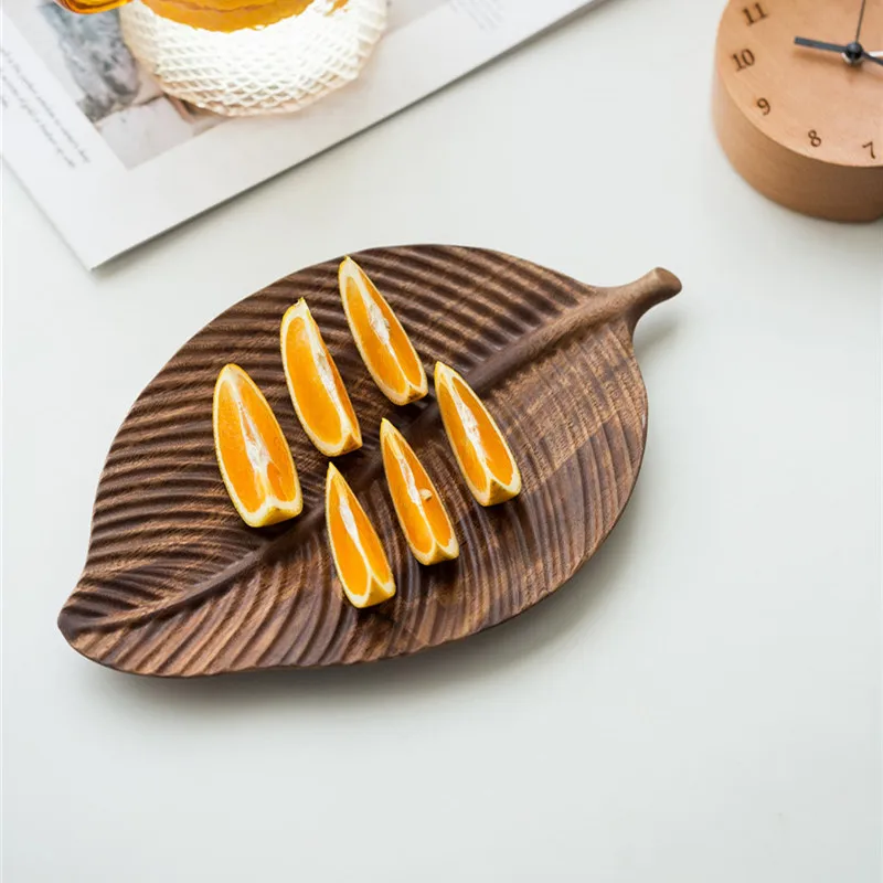 Деревянная тарелка в форме листа фруктовые блюда блюдца чайный поднос десерт