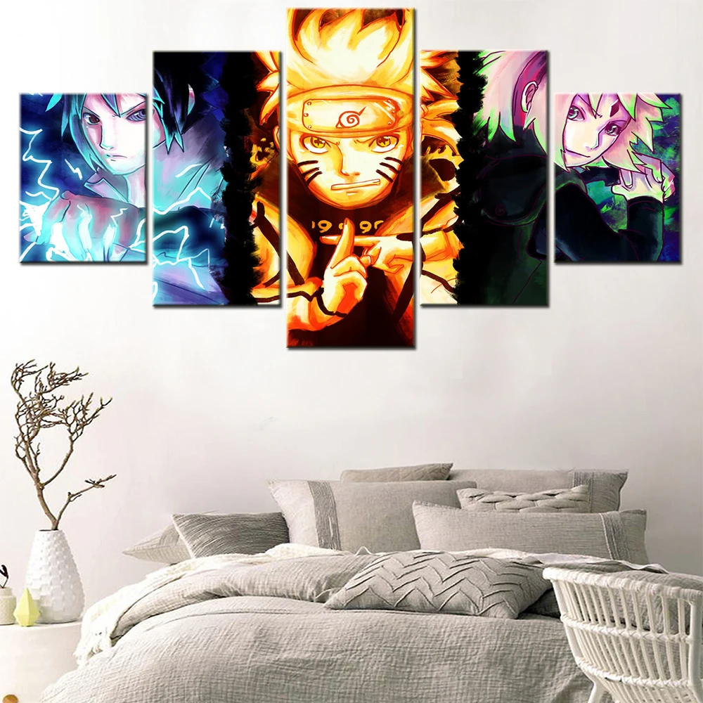 

5 Piece Painting Japan Anime Figure Cartoon Ninja Warrior Canvas Living Room Canvas On The Wall Posters Modern Art Home Picture