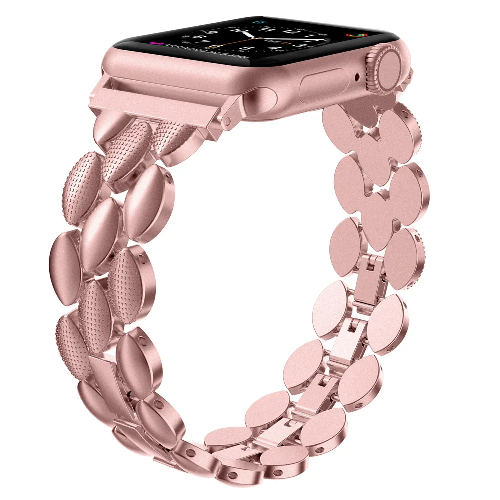 PGold Роскошный металлический ремешок из нержавеющей стали для Apple Watch Band 38 мм 42 мм 40 мм 44 мм Модный женский мужской ремешок для iwatch series 5/4/3/2/1 - Цвет ремешка: PGold