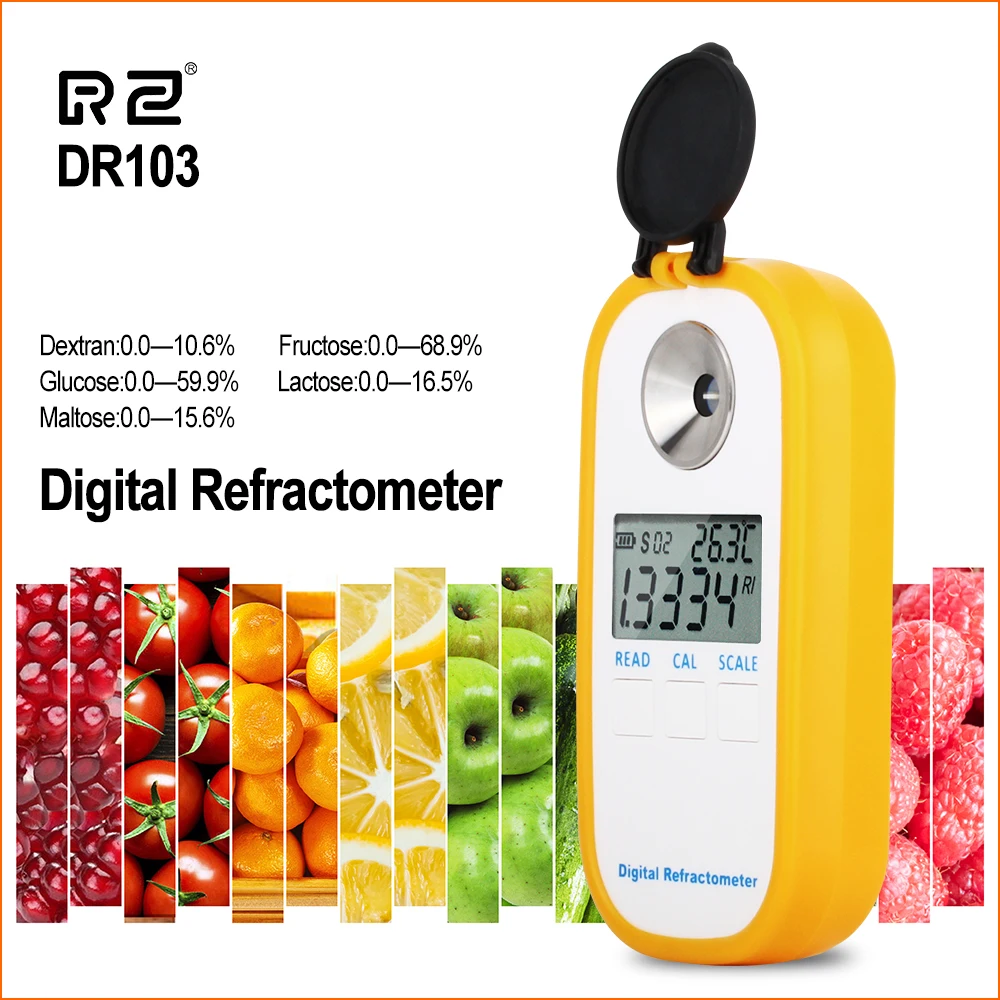 

RZ Refractometer Sugar Digital Brxi Fruit Juice Sugar Meter Auto Refractometer Handheld Dextran Fructose Glucose Lactose Maltose