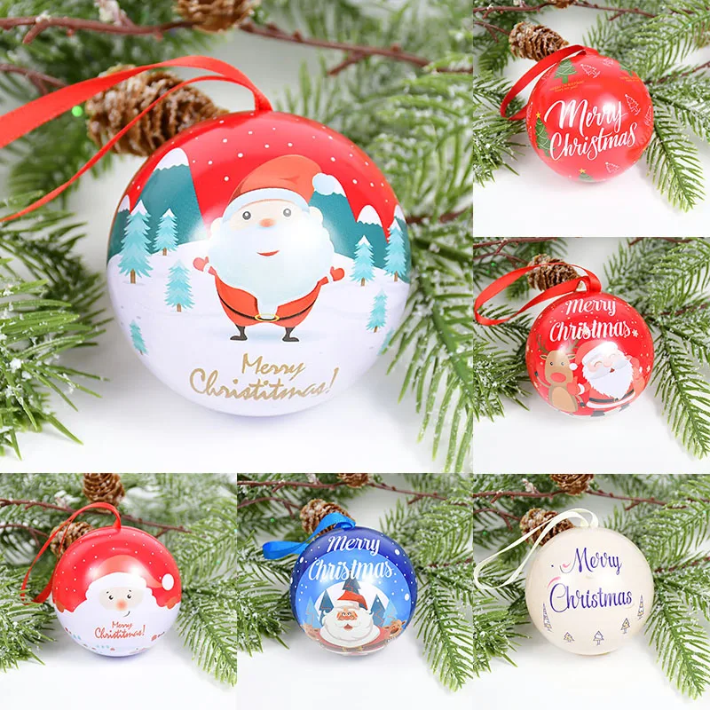 

New Year 2022 Gift Box Iron Ball Candy Chocolate Box Guests Packaging Bag Christmas Party Tree Hanging Ornament Kids Gifts