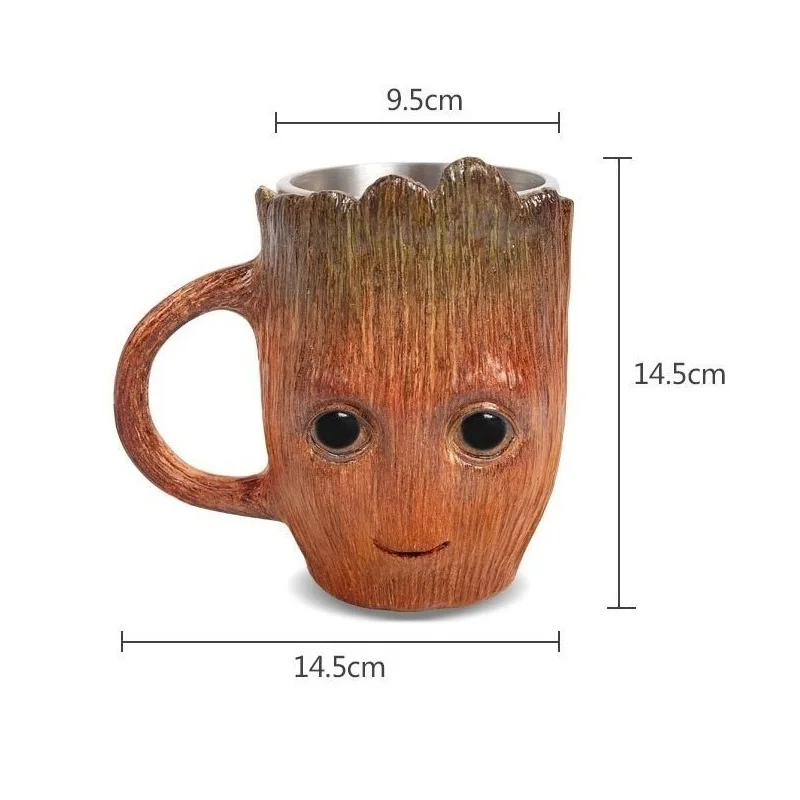 Groot Кофейная чашка Groot, подарки, чашка из нержавеющей стали, креативная мультяшная пивная кружка, Детская Милая модельная чашка - Цвет: Groot