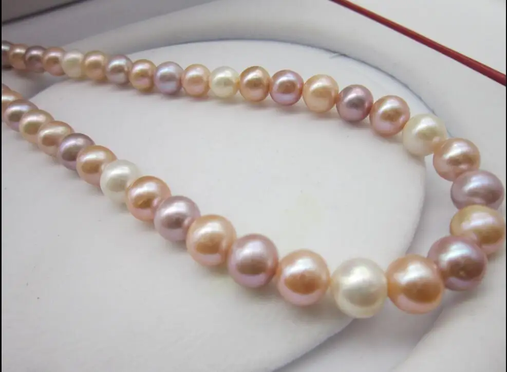 Vente Collier De Perles De La Mer Du Sud, Rond Parfait De 10 à 11mm, Rose, Blanc, 14K