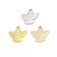 50pc 1720mm stainless steel mirror polished 3color cute angel charm pendant stamp diy necklace handmade craft wholesale