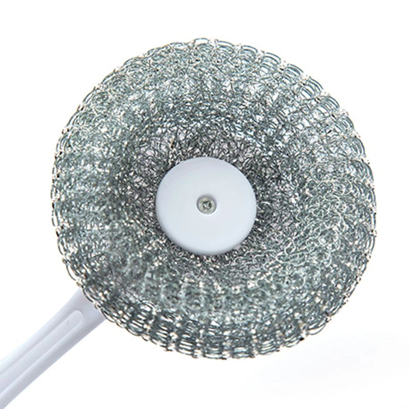 

Stainless Steel Wire Ball Brush New Utility with Long Handle Cleaning Brush for Kitchen Hanging Strong Cleaning Tools