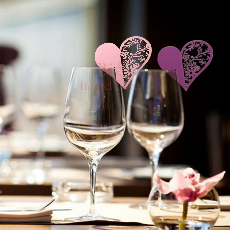 25 шт. стакан для вина с лазерной резкой в форме сердца бумажная открытка