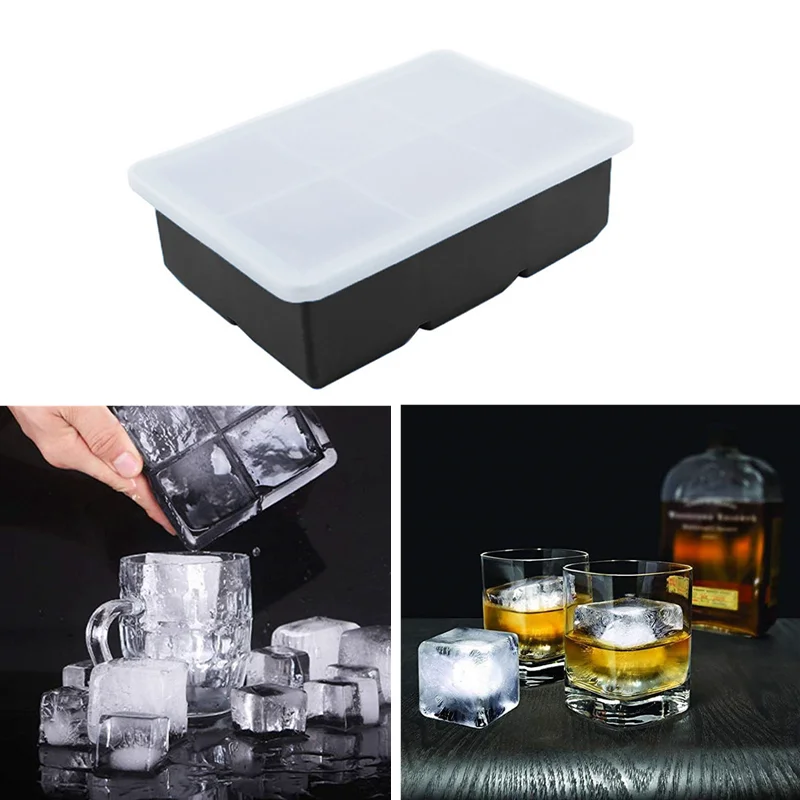 6 ячеек силиконовая решетка для льда черная шестиярусная коробка квадратная