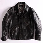 Куртка мужская из натуральной кожи, Винтажный Классический мотоциклетный пиджак из конской шкуры, Черный жакет