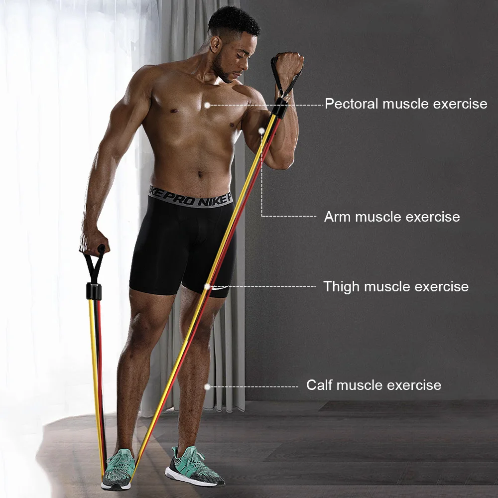 11 Pcs/Set Crossfit Latex Resistance Band Training Exercise Tube Yoga Rope Pull Elastic Rubber Expander Fitness Equipment Belt | Спорт и