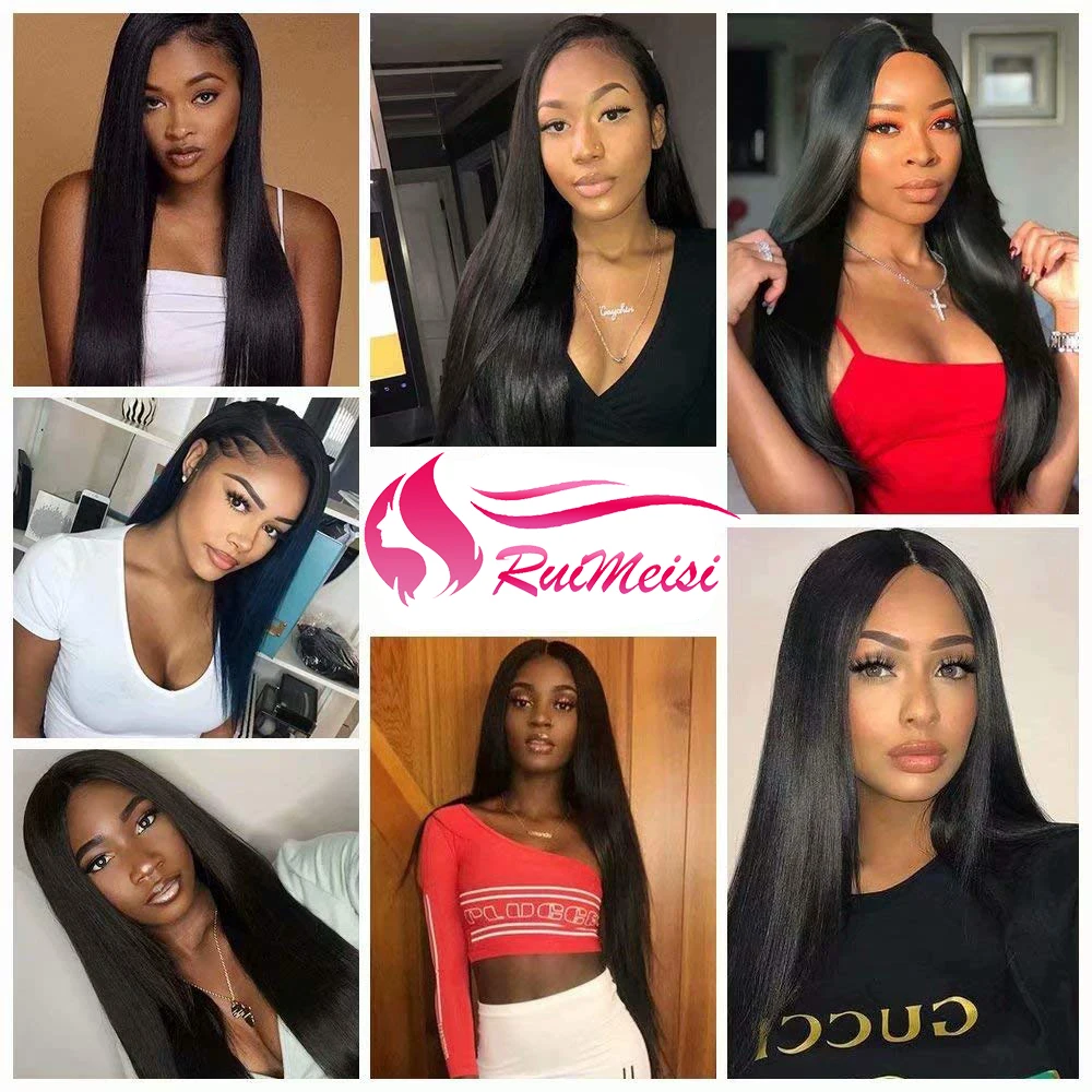 

RUIMEISI 360 Lace Frontal with Baby Hair Straight Wig Pre-plucked Human Hair Brazilian Lace Frontal Wig -Silky Straight Wig