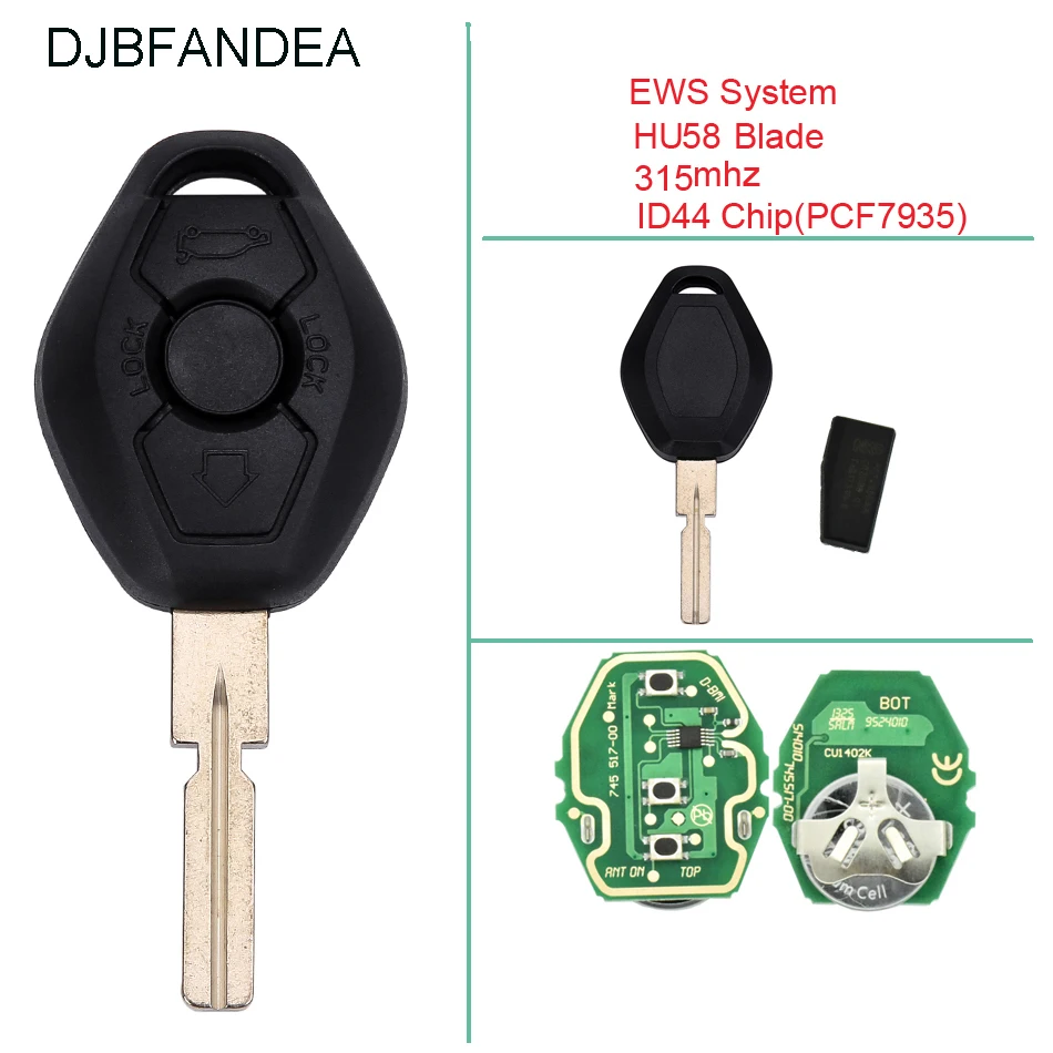 Дистанционный ключ DJBFANDEA EWS для BMW 1/3/5/7 серии X3 X5 Z3 Z4 315 МГц с чипом ID44|Ключ от авто| |