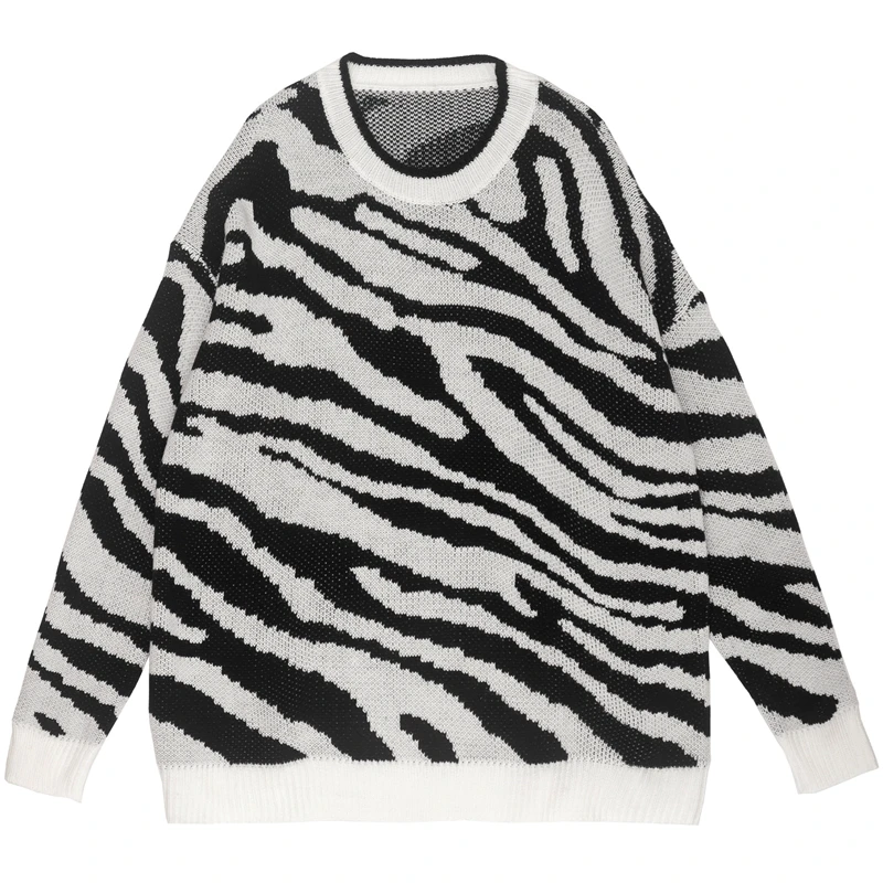 

Свитер мужской/женский с принтом зебры, уличная одежда в стиле хип-хоп, Свободный Повседневный трикотажный пуловер в стиле бойфренда в стил...