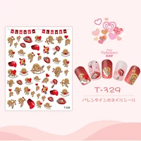 10 sheets nail sticker valentines day diy nail art adhesive sticker manicure accessories decoration for women girls