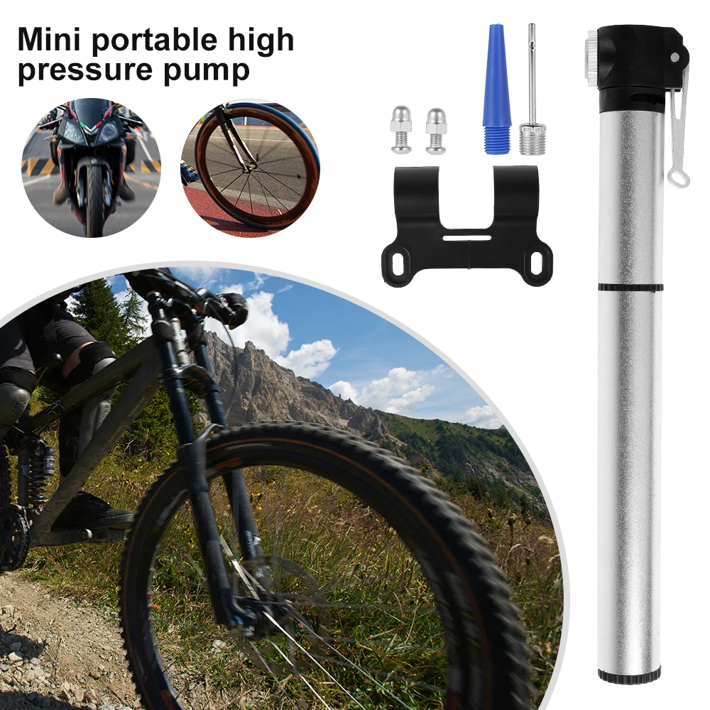

120 PSI High Pressure Bike Tire Air Pump Aluminum Alloy Mini Bike Hand Pump Portable Bicycle Pump Fits Presta and Schrader Valve