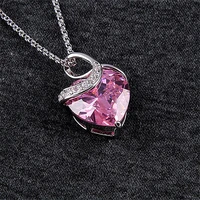 korean fashion love copper alloy necklaces for women pink garnet white aaa set zircon bridesmaid gift pendant jewelry 2021 trend