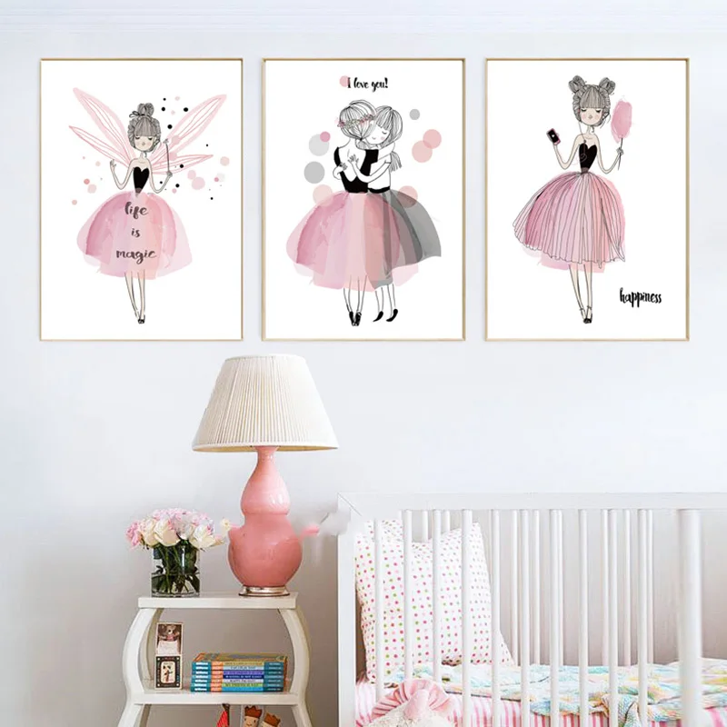 Картина Настенная настенная в скандинавском стиле рисунок на холсте розовая
