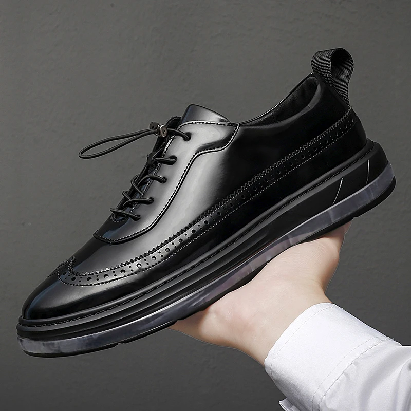 

Туфли-оксфорды мужские деловые, кожаные, на плоской подошве, модная повседневная обувь в британском стиле, осень