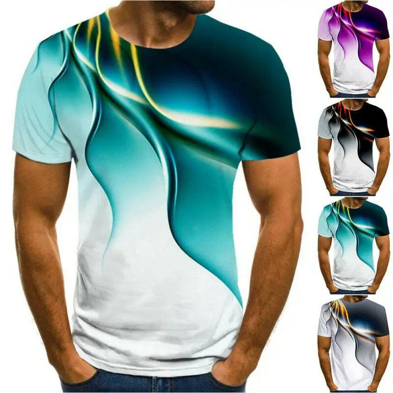 

Colro Patchwork Men Crew Neck Printed T Shirts Summer Male Casual Oversize Tops Tees