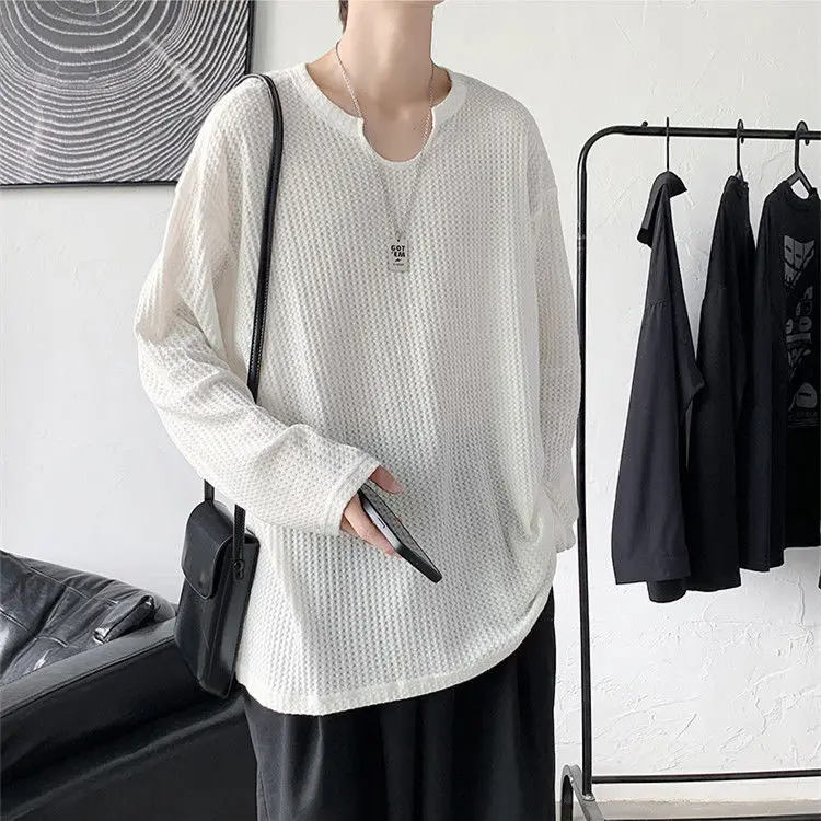 

V Neck Long Sleeve Japanese Streetwear for Men Women T Shirt Tshirt Tee Tops Clothes Y2k Korean Fashion Casual Clothing