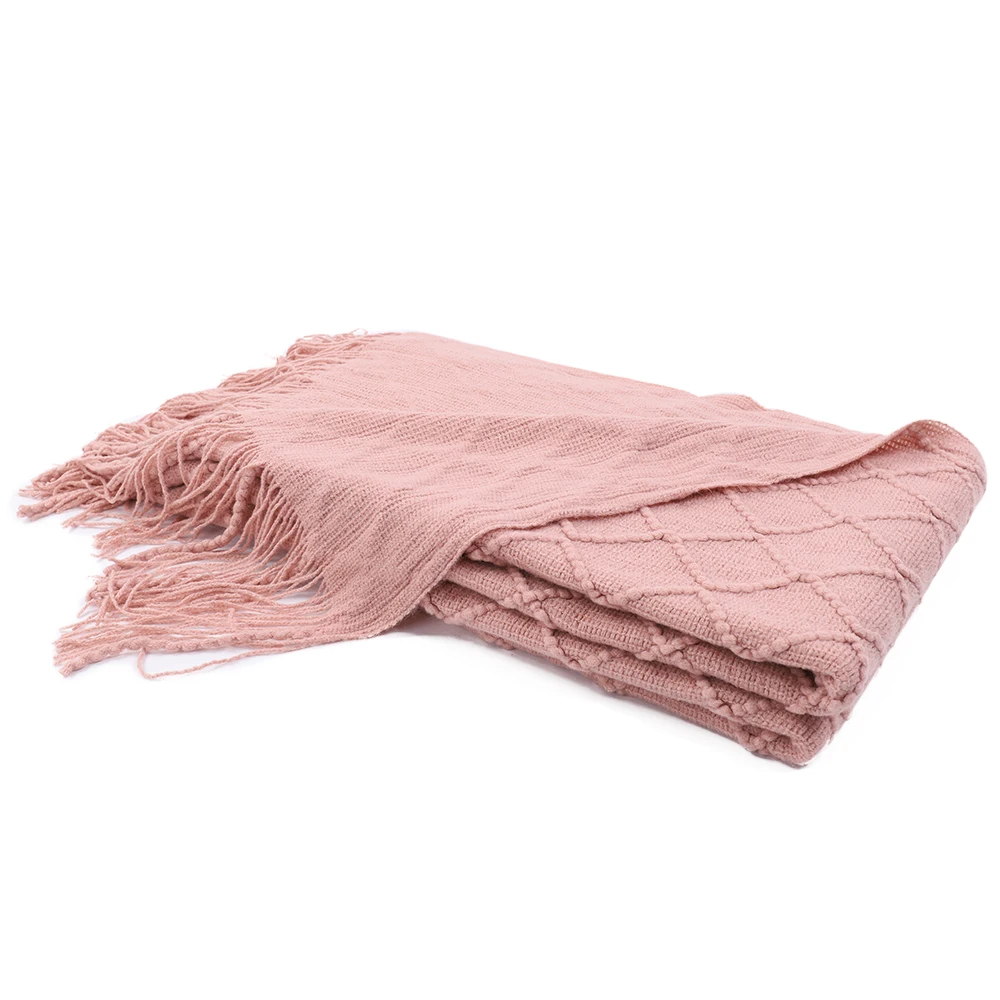 Оливково е Акриловые Вязаные пледы Одеяло супер мягкий текстурированный твердый