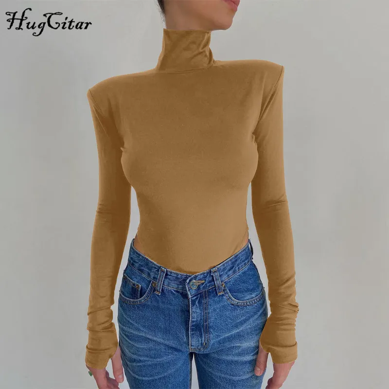 Женское однотонное боди с длинным рукавом и открытой спиной