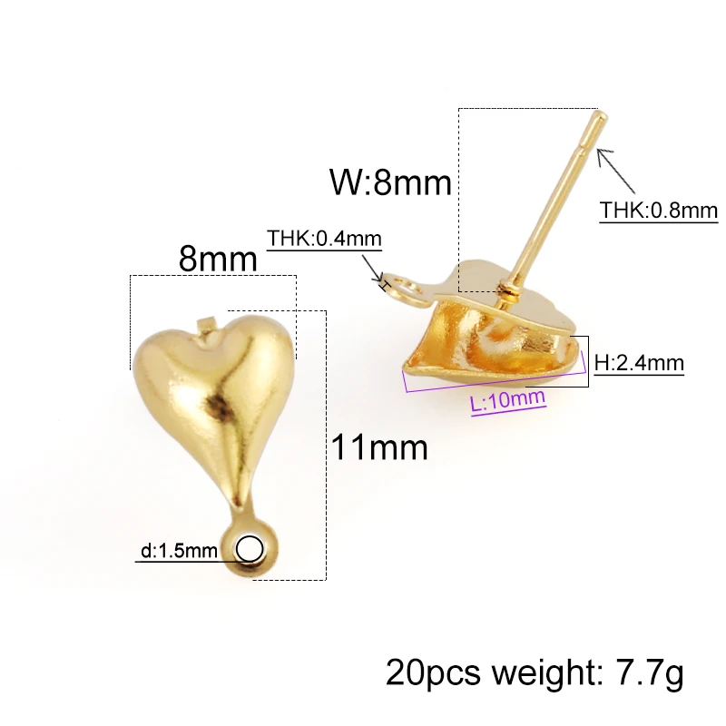 

20pcs/lot Stainless Steel Basic Earrings Basic Heart Shaped Earring Connector Basic Earrings For DIY Jewelry Making Accessories
