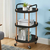 3 tier nordic style rolling trolley round kitchen storage rack organizer cart with wheels for home office48x48x81 5cm