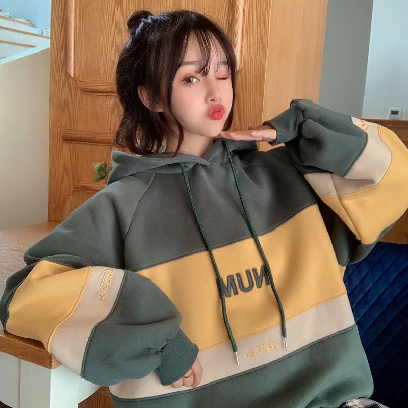 

Hoodies Women Winter Leisure Harajuku Tops Women Pullover Students Letter Long Sleeve Kpop Sweatshirt sudadera mujer