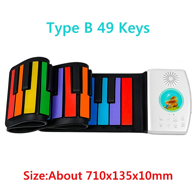Type B 49 Keys 01 Портативный 88 клавиш/49 KeysFlexible силиконовый свернутый пианино складная клавиатура для детей студентов PN88S Музыкальные инструменты Новые - Цвет: Type B 49 Keys 01