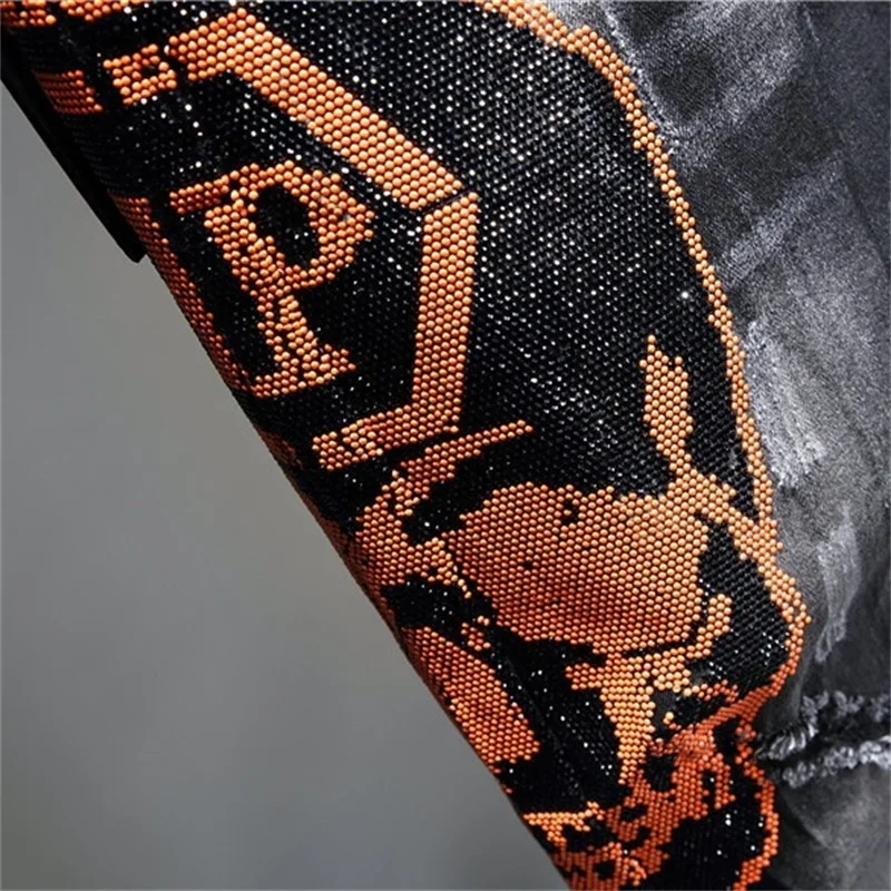 EH·MD® Ripped Jeans Men's Capsule Embroidered Metal Skull Decoration Splashed Ink Soft Slim Cotton Stretch Scratches 2022seasons