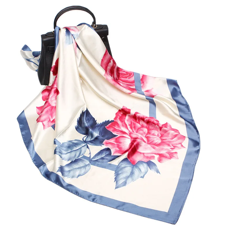 

2021 Summer Luxury Brand Silk Scarf Square Women Shawls And Wraps Fashion Office Small Hair Neck Hijabs Foulard Scarves 90*90cm