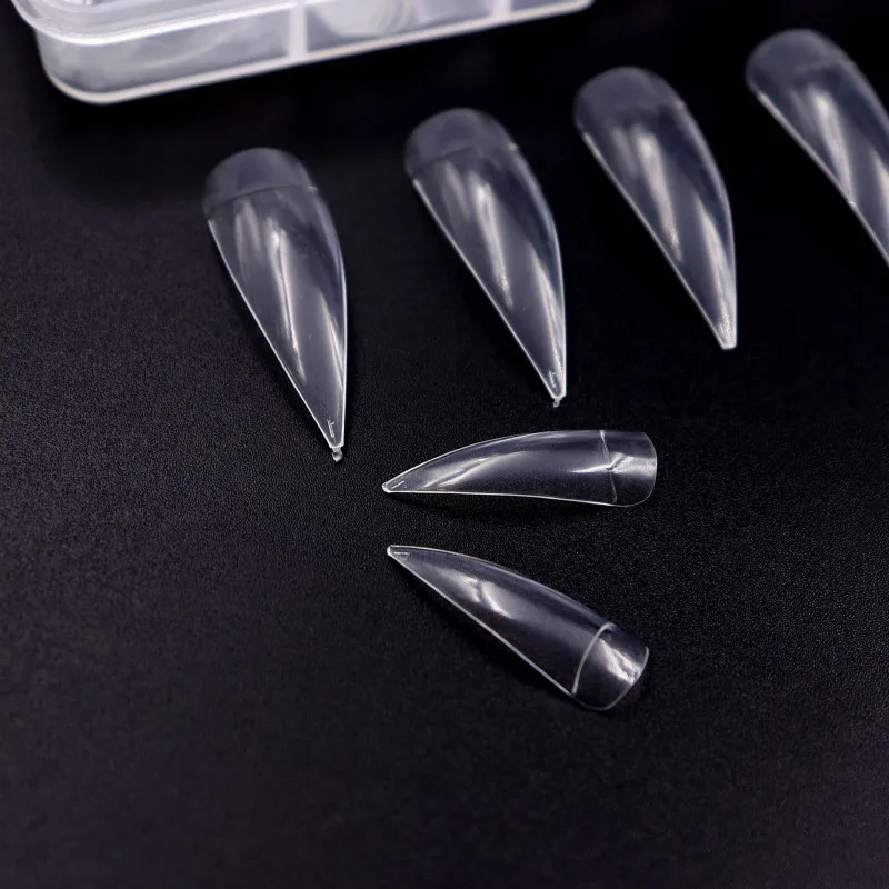 Хит Длинные накладные ногти французский салон акриловое искусство для ногтей
