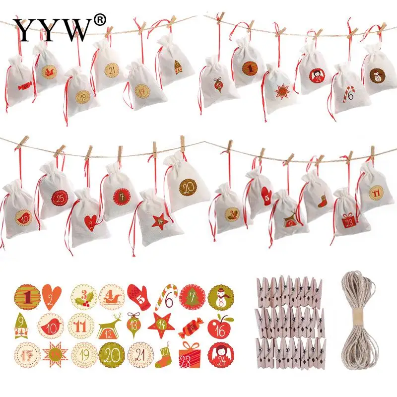 Ювелирные сумки Рождественский дизайн холщовые маленькие рождественские