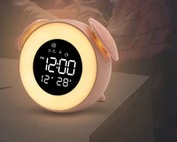 Bedside Sunrise Sunset Wake Light Digital Led Music Alarm Mirror Clock Bedroom Desk Calendar Snooze Clock Table Phone Charger