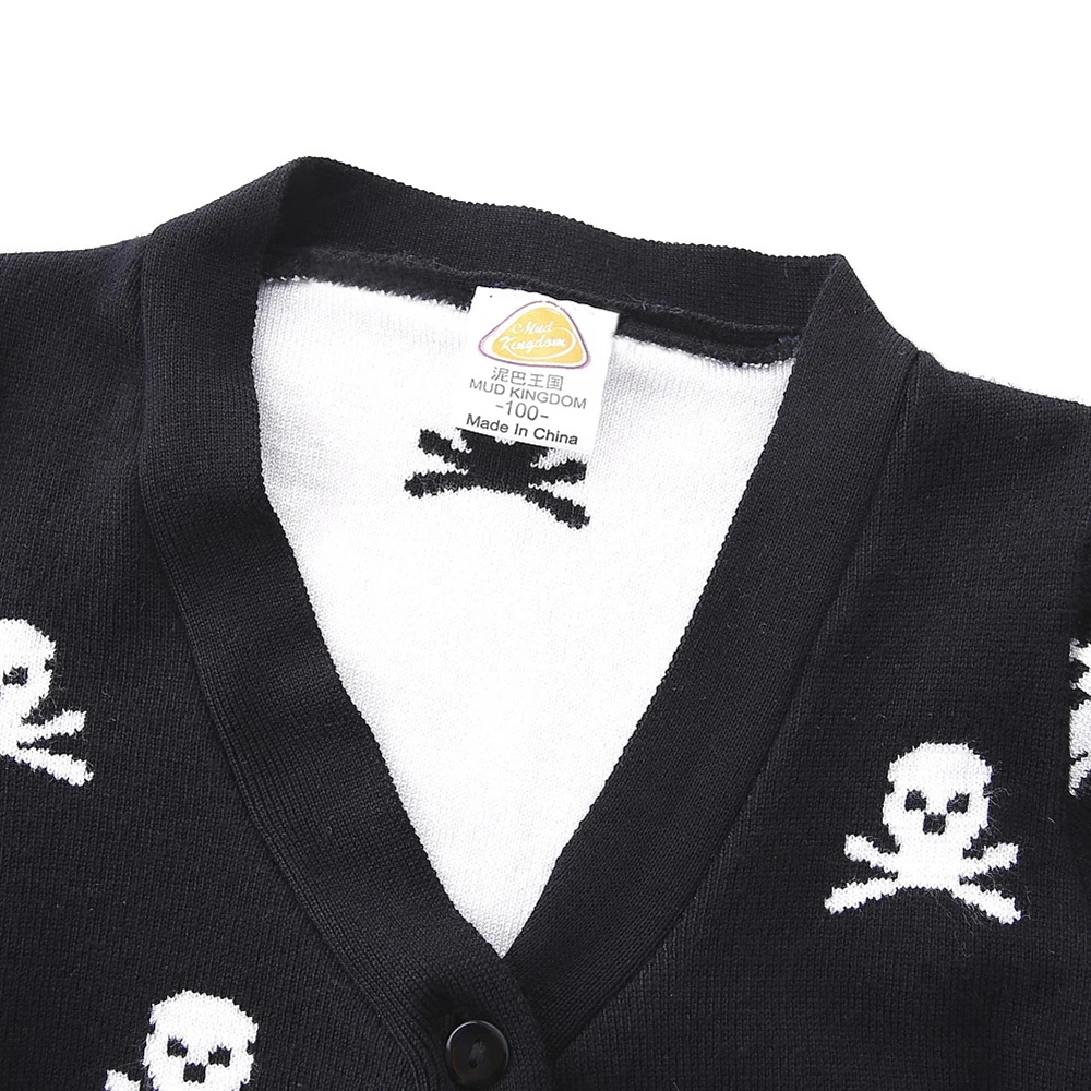 LittleSpring/свитер для маленьких мальчиков Трикотажный кардиган с рисунком скелета