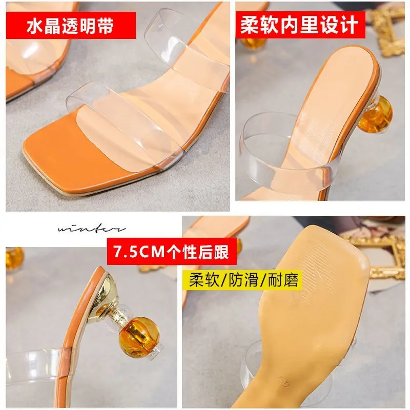 

Summer New Women Shoes Fashion High Heels Slides Casual Transparent Jelly Slippers Sexy Sandals