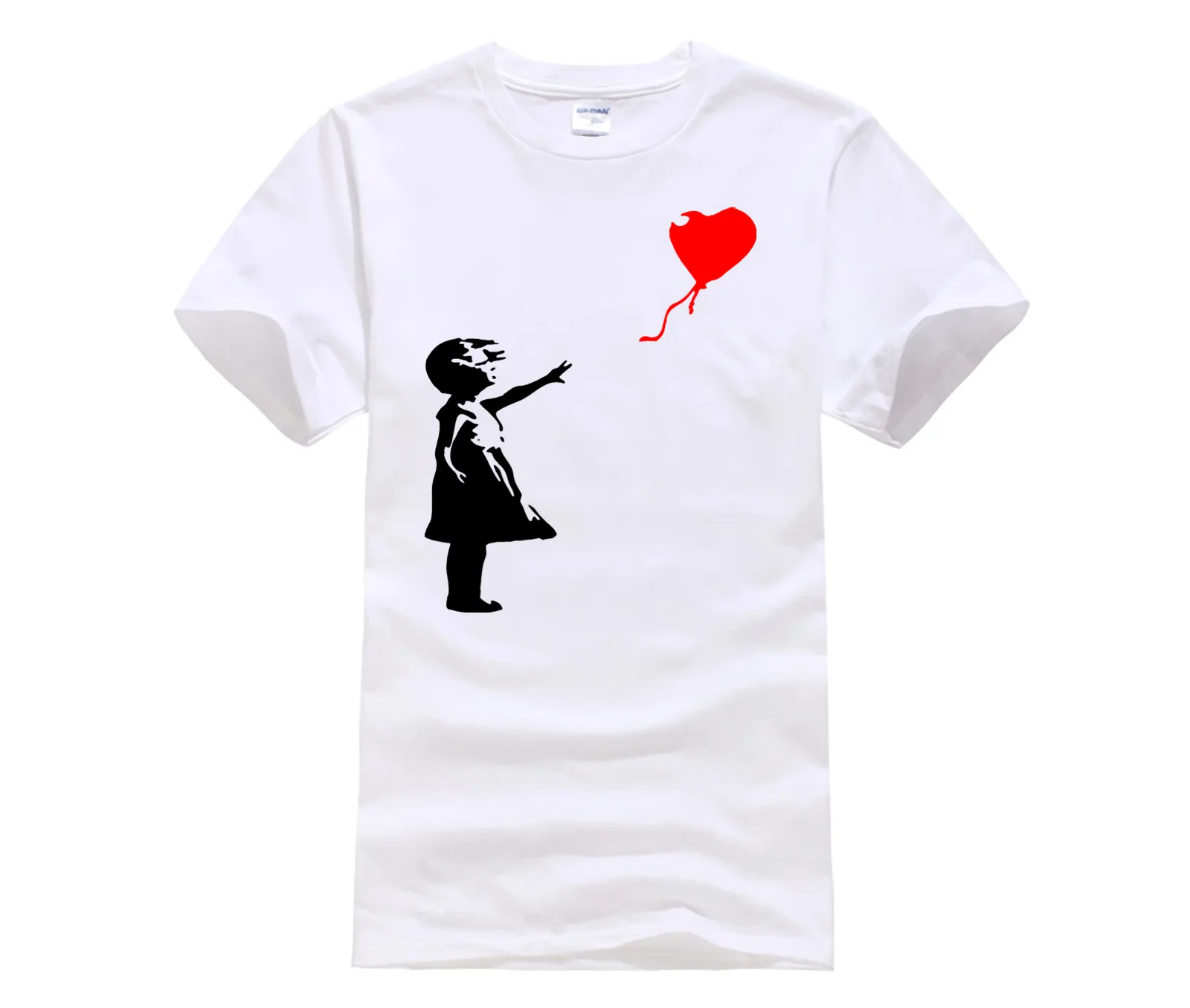 Banksy мальчик с воздушным шаром принт человек футболка модал повседневные