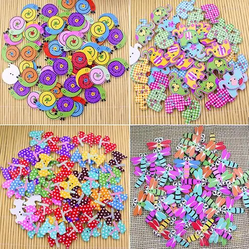 

HOT SALES!!! 50pcs Lovely Sewing Cartoon Animal Elphant Dog Scrapbooking 2 Holes Wood Buttons Wholesale Dropshipping