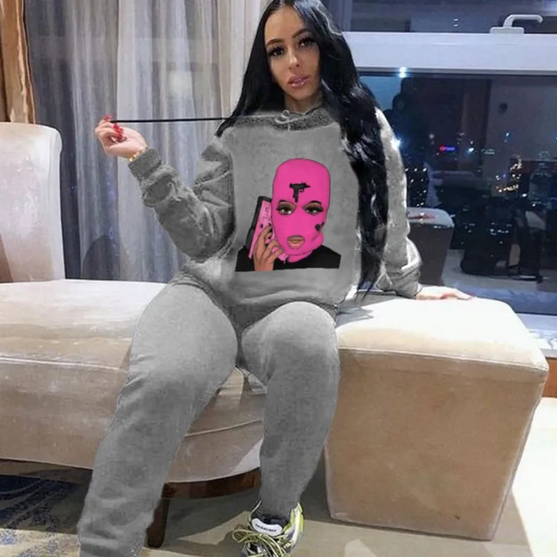 Комплект из двух предметов женский зимний свитер толстовки и штаны наряды 2020