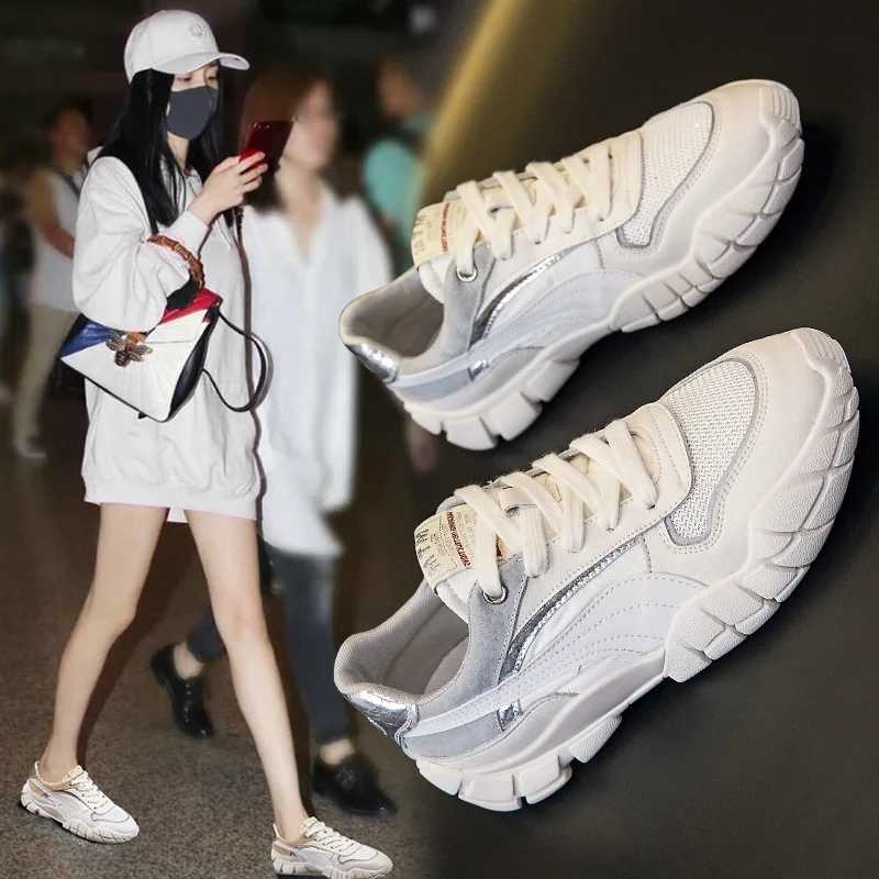 

2021 Spring Fashion New Breathable Outdoor Ladies Casual Shoes Comfortable Lace-up Women's Single Shoes Flat Round Toe Sneakers