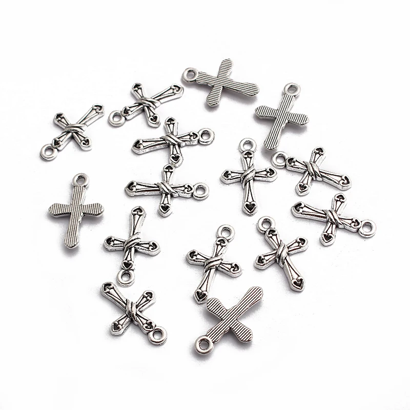 

30pcs Silver Color Tibetan Cross Charms Pendants For Bracelet Necklace Jewelry Making DIY Handmade Craft 21x14mm
