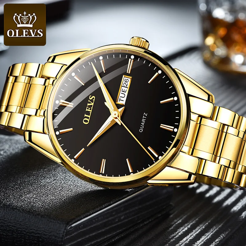 Мужские кварцевые наручные часы OLEVS из нержавеющей стали | Наручные